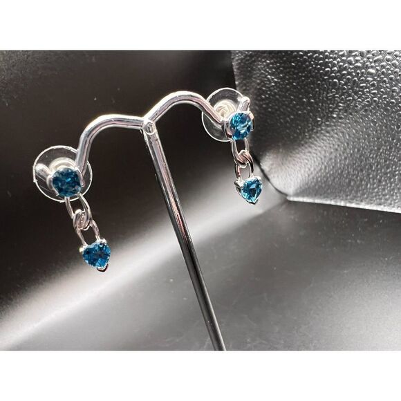 Teal Dangle Earrings - Picture 5 of 5